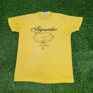 Vintage 70s Fayrewether Rock Band Shirt Medium 20x26 RARE Yellow USA Made